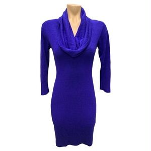 Connected Apparel Royal Blue Cowl Neck Sweater Dress Size S